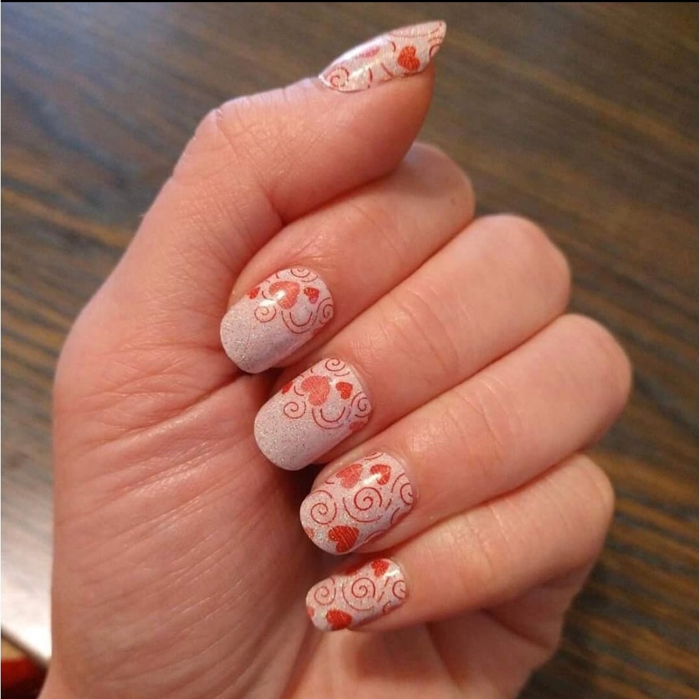 *Retired* Color Street: Queen of Hearts | Pastel Pink Valentine’s Day Red Swirls - Picture 9 of 16